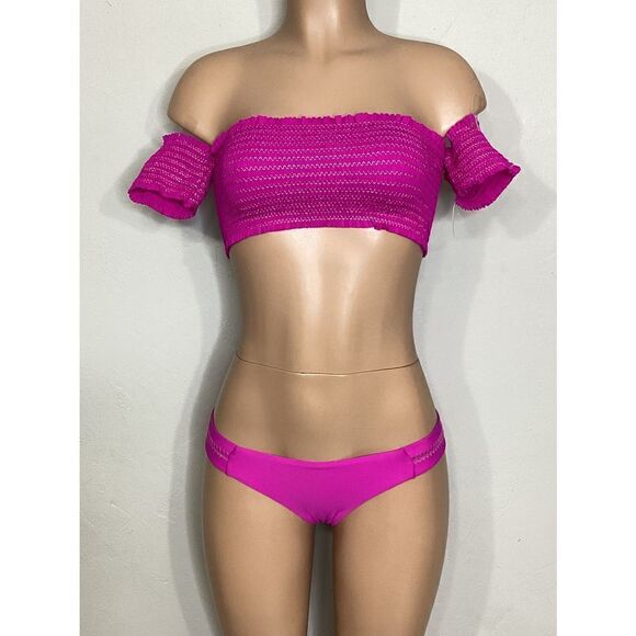 New fuchsia smocked bikini set. My bottoms are a slightly different design - Picture 7 of 12